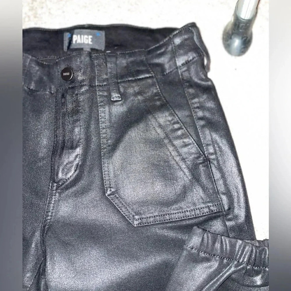 PAIGE COATED MAYSLIE JOGGER BLACK FOG LUXE COATING SIZE 26 - Picture 11 of 13